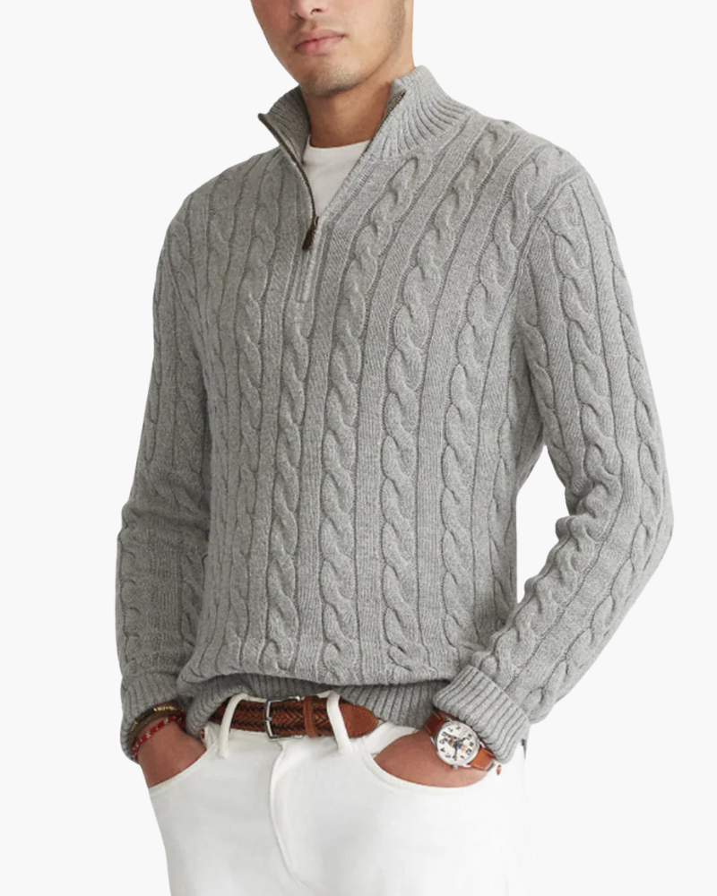 OLD MONEY HALF-ZIP CABLE SWEATER