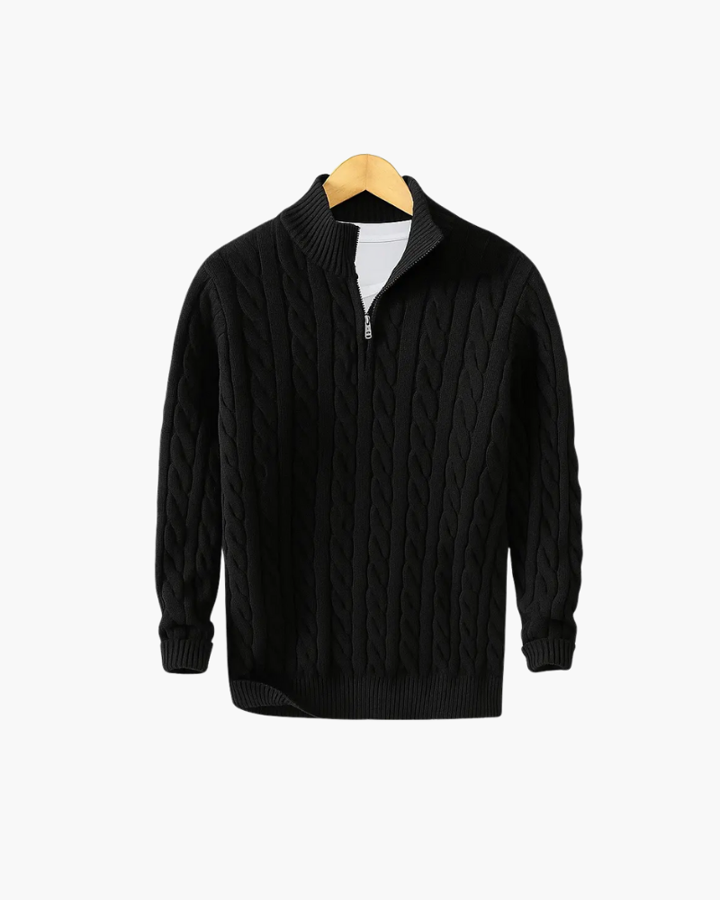 OLD MONEY HALF-ZIP CABLE SWEATER
