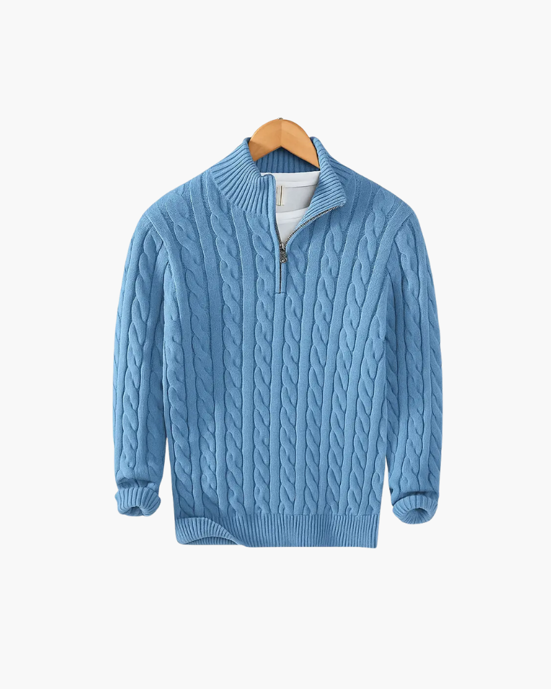 OLD MONEY HALF-ZIP CABLE SWEATER