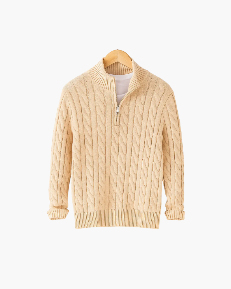 OLD MONEY HALF-ZIP CABLE SWEATER