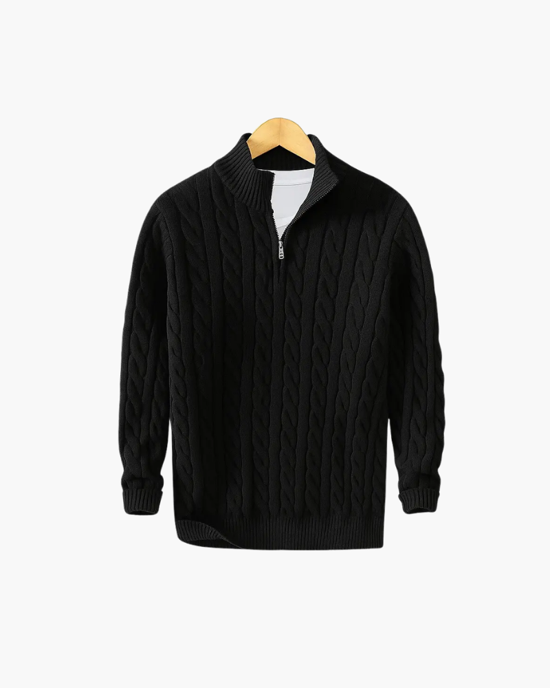 OLD MONEY HALF-ZIP CABLE SWEATER - 100% COTTON