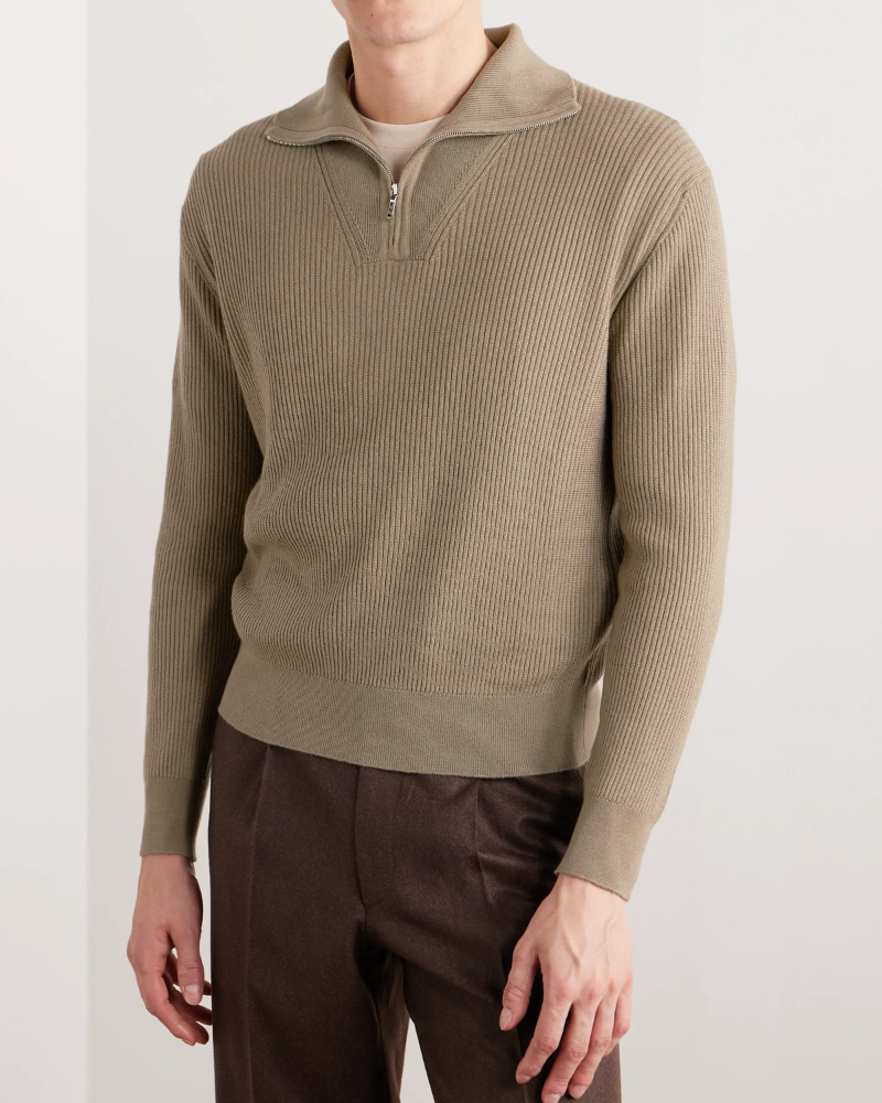 OLD MONEY CASHMERE HALF-ZIP SWEATER