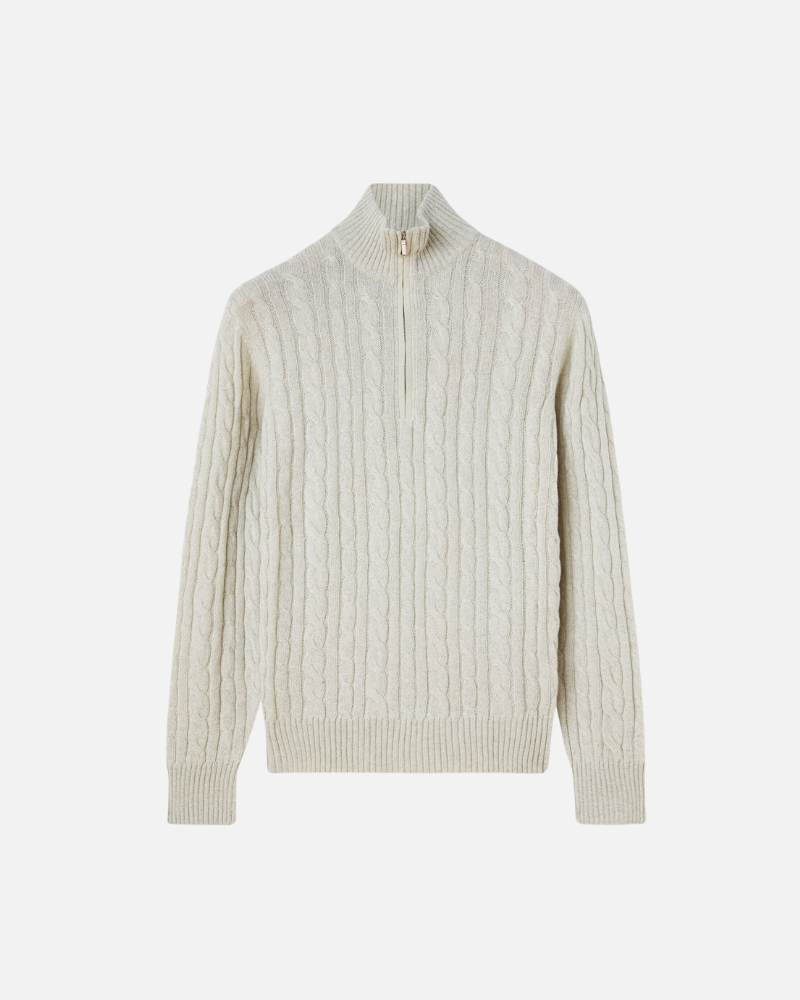 OLD MONEY MAGLIONE A TRECCE CON MEZZA ZIP