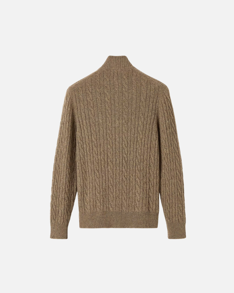 OLD MONEY HALF-ZIP CABLE SWEATER - 100% CASHMERE