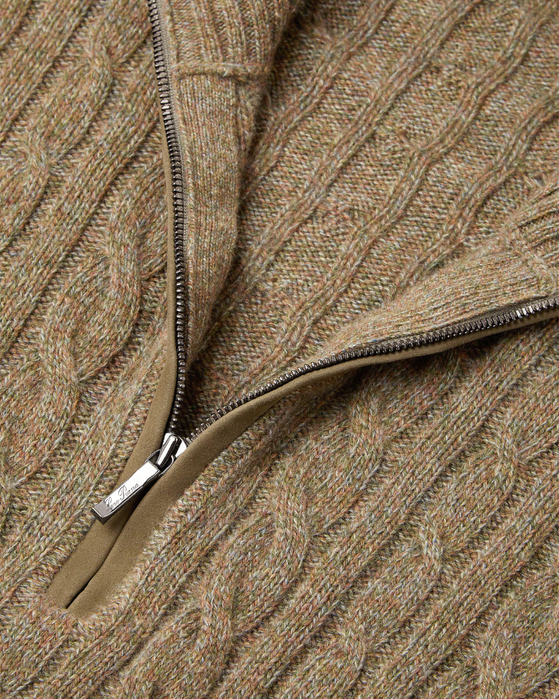 OLD MONEY HALF-ZIP CABLE SWEATER - 100% CASHMERE