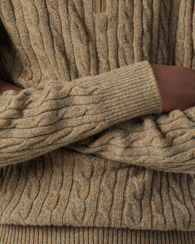 OLD MONEY HALF-ZIP CABLE SWEATER - 100% CASHMERE
