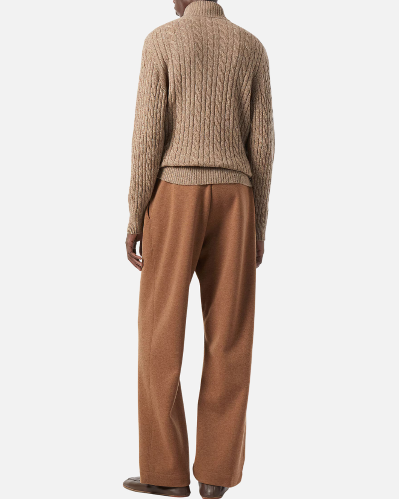 OLD MONEY HALF-ZIP CABLE SWEATER - 100% CASHMERE