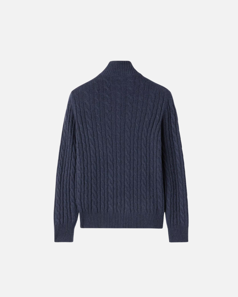 OLD MONEY HALF-ZIP CABLE SWEATER - 100% CASHMERE