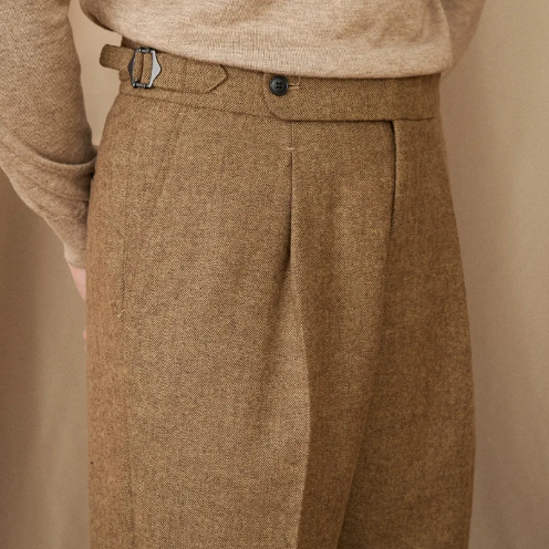 Pantaloni di lana plissettati OLD MONEY