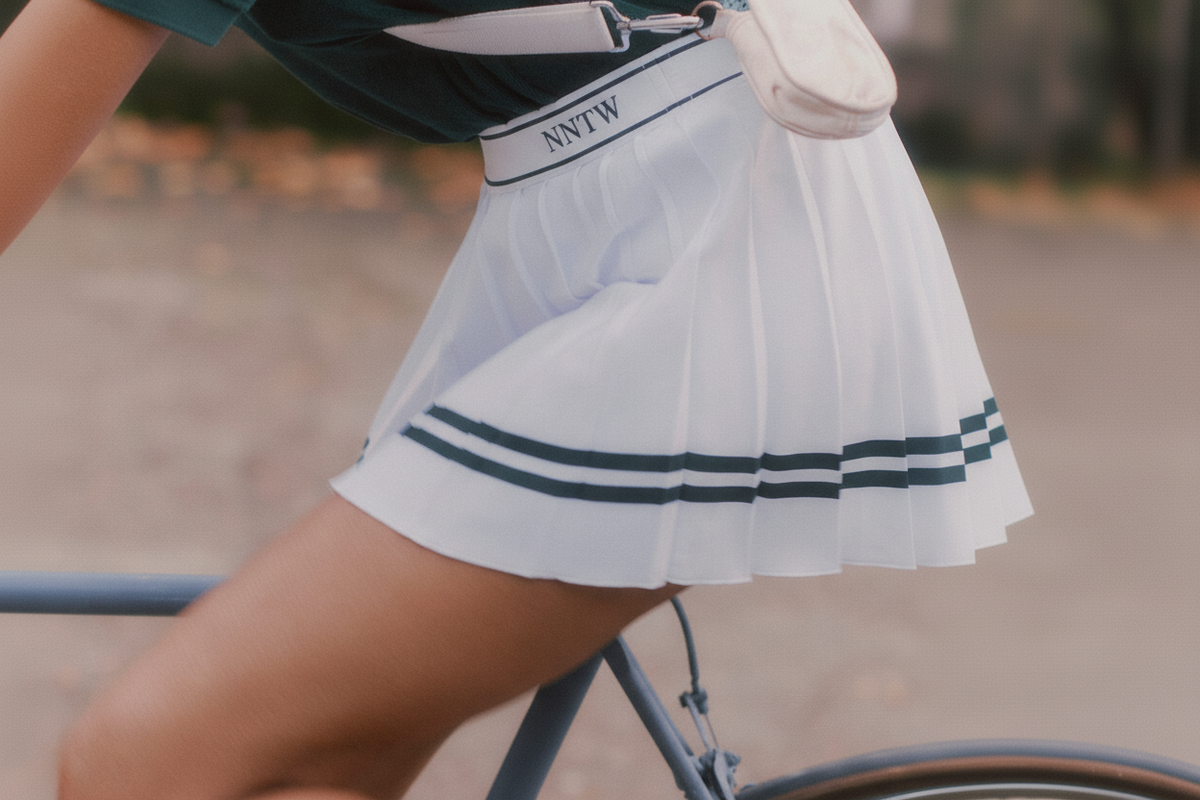 Serif Court Skirt - White/Forest