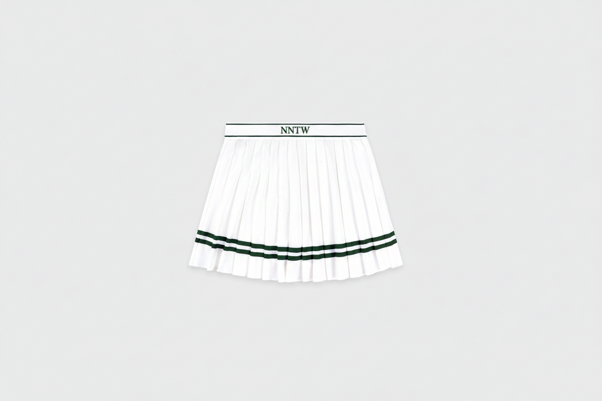 Serif Court Skirt - White/Forest