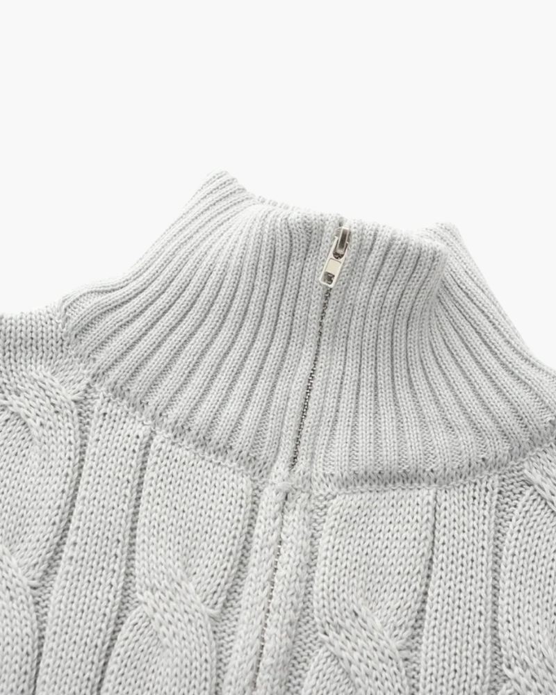 OLD MONEY HALF-ZIP CABLE SWEATER