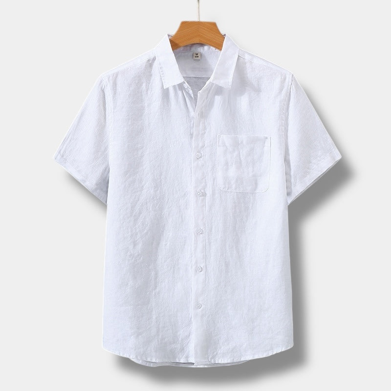 CAMICIA A MANICHE CORTE IN LINO OLD MONEY