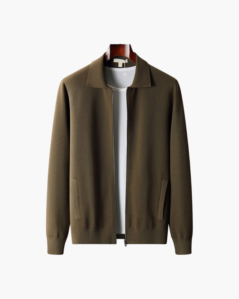 OLD MONEY MERINO WOOL ZIP CARDIGAN