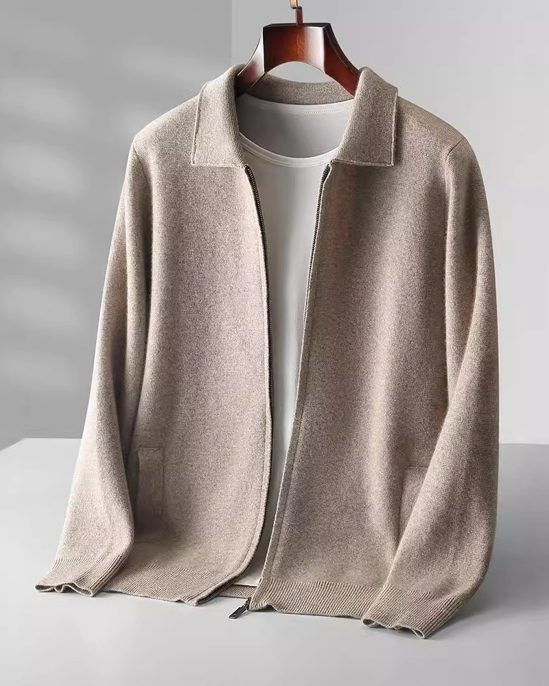 OLD MONEY MERINO WOOL ZIP CARDIGAN