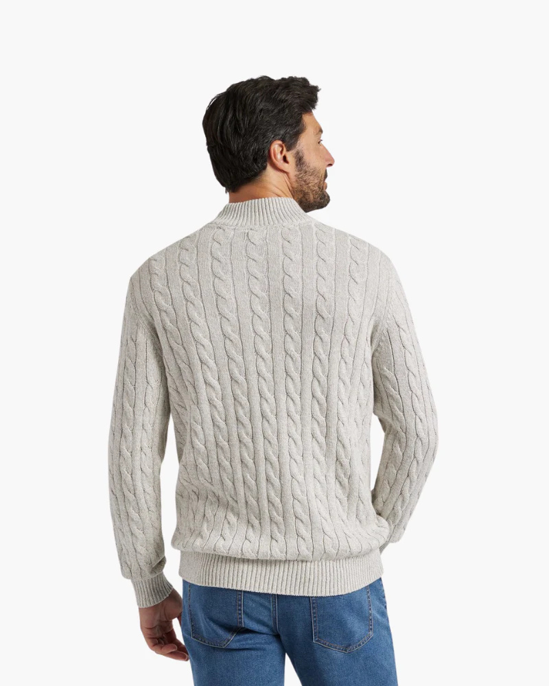OLD MONEY HALF-ZIP KABELPULLOVER - 100 % BAUMWOLLE