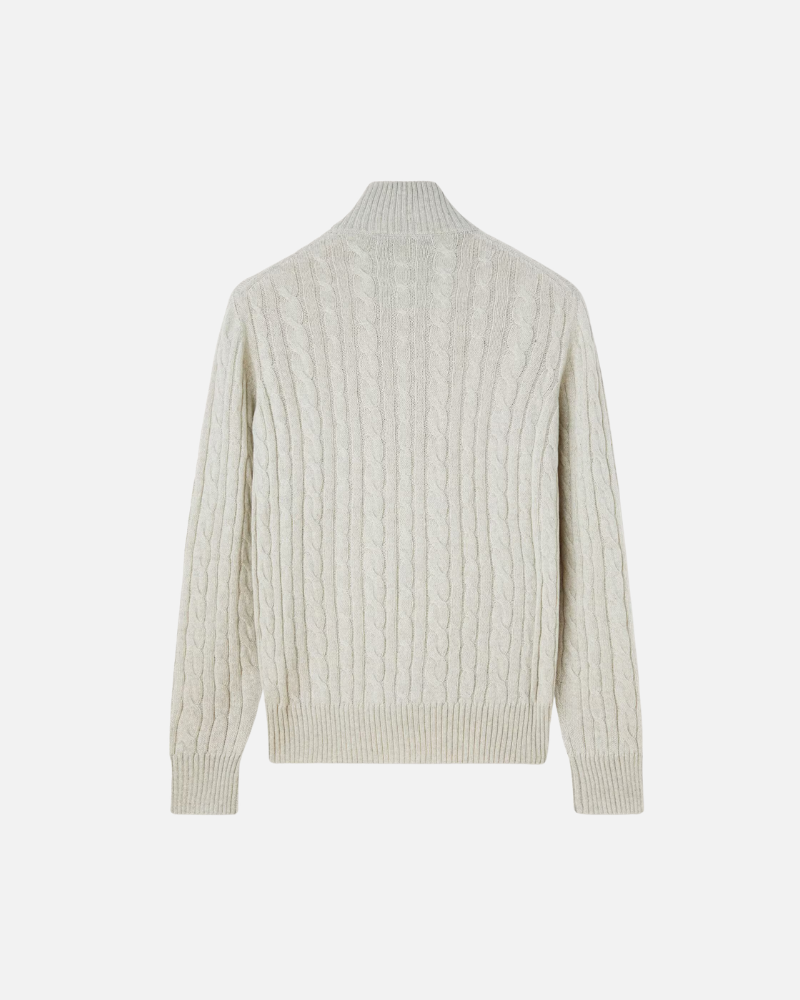 OLD MONEY MAGLIONE A TRECCE CON MEZZA ZIP