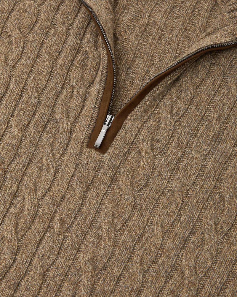 OLD MONEY HALF-ZIP CABLE SWEATER - 100% CASHMERE