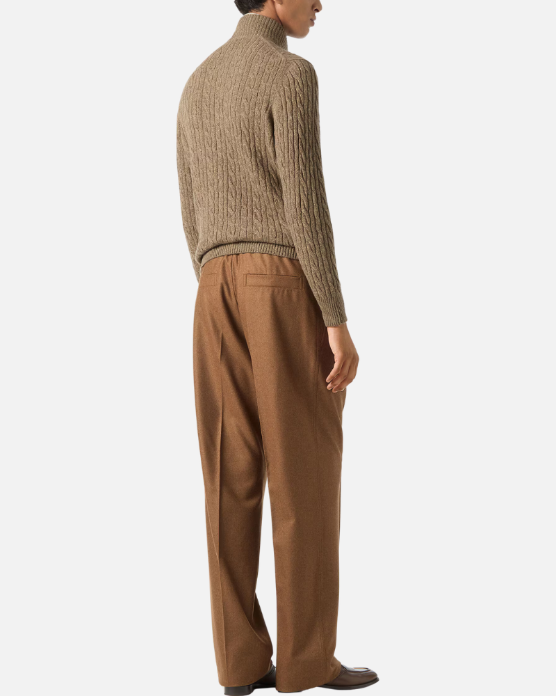 OLD MONEY HALF-ZIP CABLE SWEATER - 100% CASHMERE