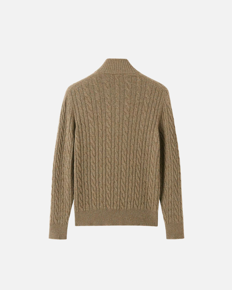 OLD MONEY HALF-ZIP CABLE SWEATER - 100% CASHMERE