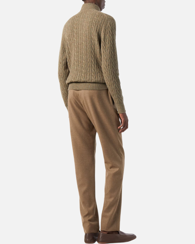 OLD MONEY HALF-ZIP CABLE SWEATER - 100% CASHMERE