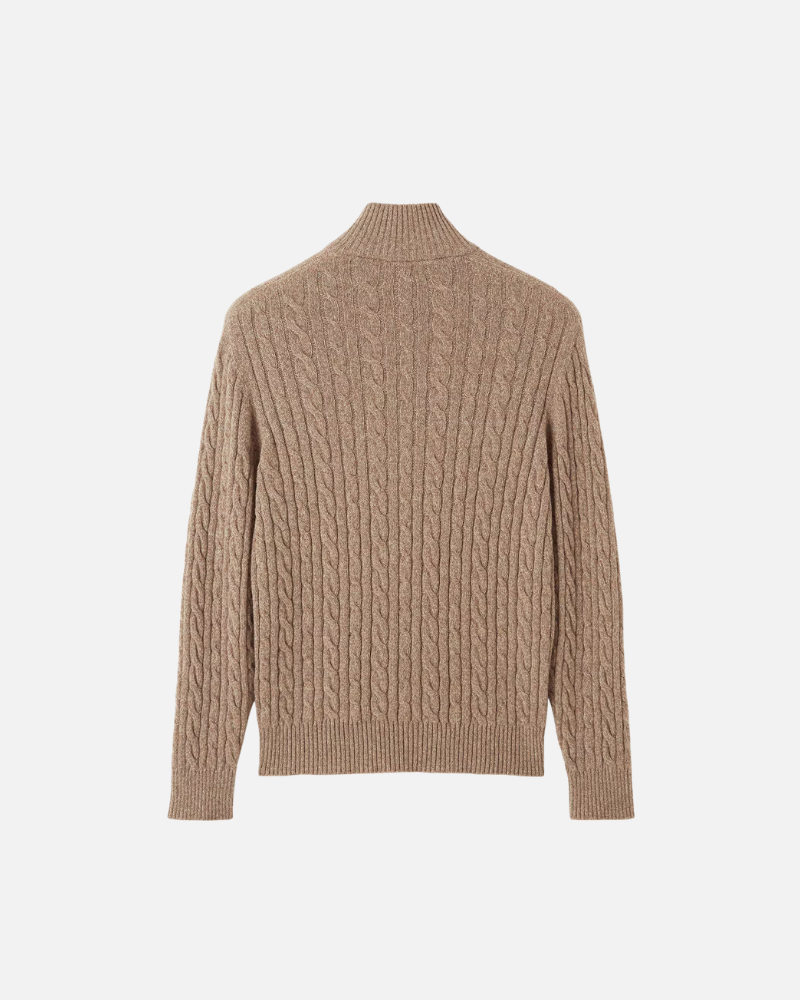 OLD MONEY HALF-ZIP CABLE SWEATER - 100% CASHMERE