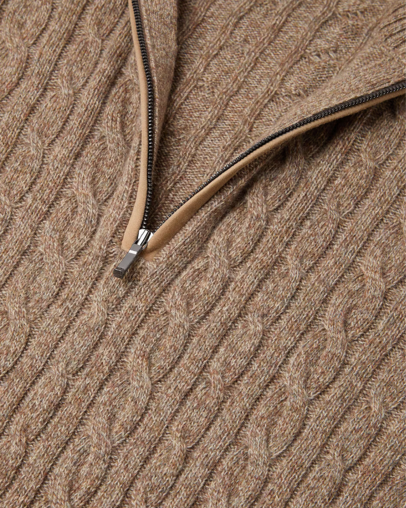 OLD MONEY HALF-ZIP CABLE SWEATER - 100% CASHMERE