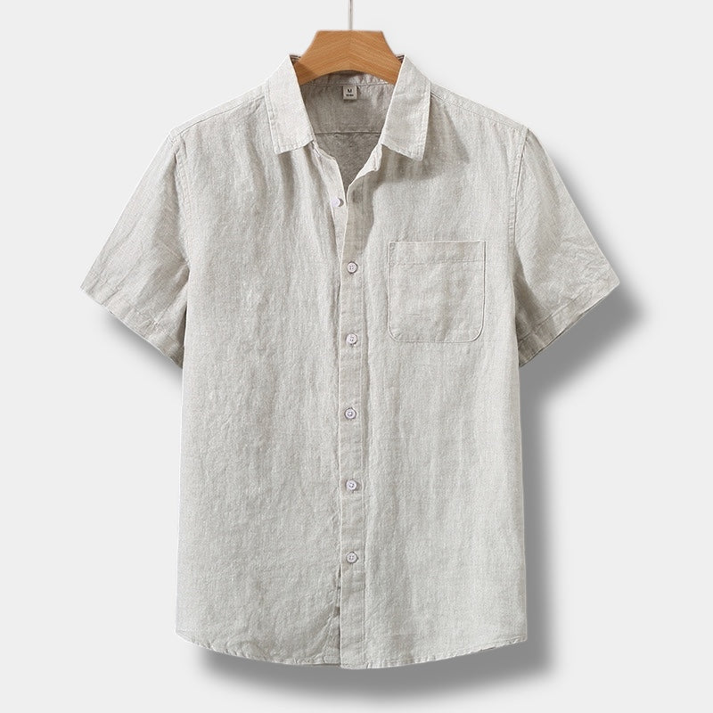 CAMICIA A MANICHE CORTE IN LINO OLD MONEY