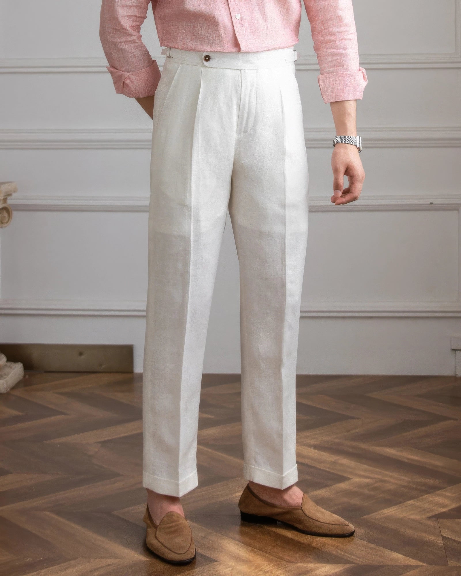 OLD MONEY FALTENHOSE – 100 % LEINEN