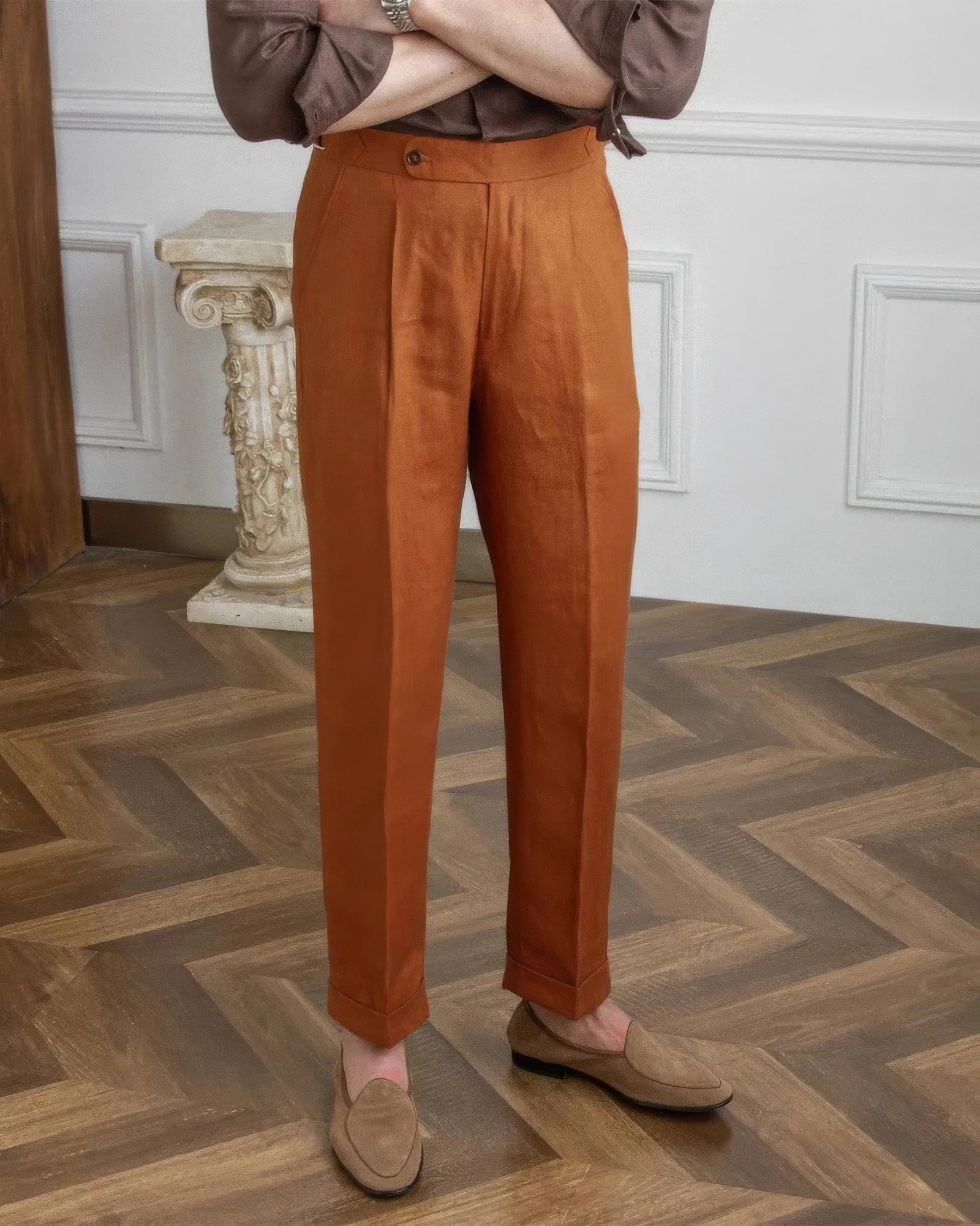 OLD MONEY FALTENHOSE – 100 % LEINEN