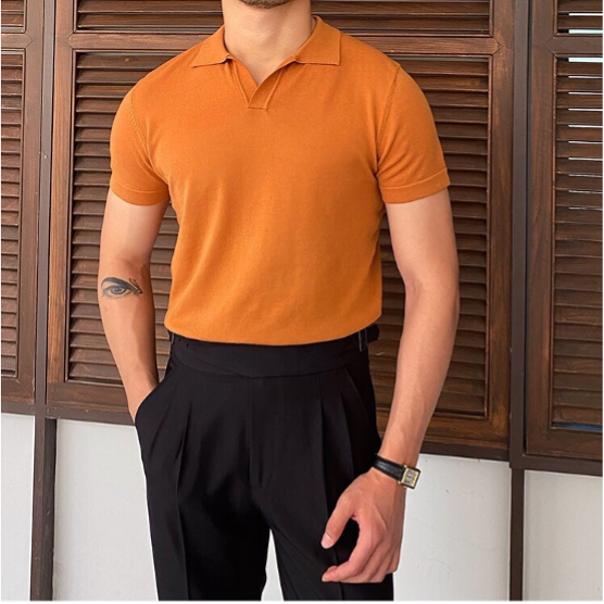 OLD MONEY V Collar Polo Shirt