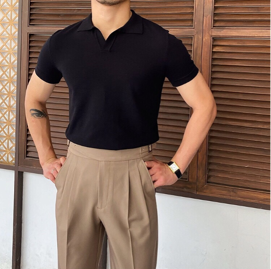 OLD MONEY V Collar Polo Shirt