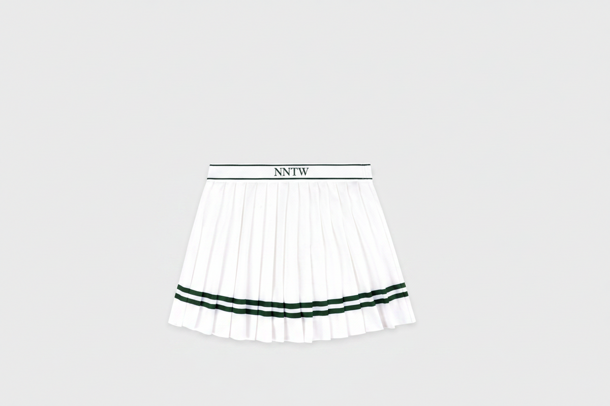Serif Court Skirt - White/Forest